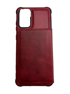 Кожаный чехол-накладка с карманом под карточки для Samsung G985 Galaxy S20 Plus (красный)