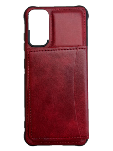 Кожаный чехол-накладка с карманом под карточки для Samsung G986 Galaxy S20 (красный)