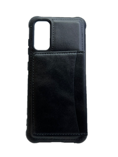Кожаный чехол-накладка с карманом под карточки для Samsung G986 Galaxy S20 (черный)