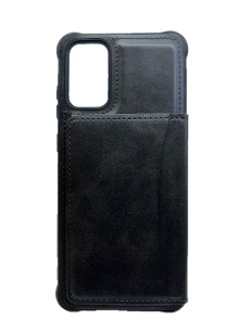Кожаный чехол-накладка с карманом под карточки для Samsung G985 Galaxy S20 Plus (черный)