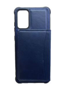 Кожаный чехол-накладка с карманом под карточки для Samsung G985 Galaxy S20 Plus (синий)