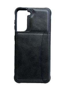 Кожаный чехол-накладка с карманом под карточки для Samsung G991 Galaxy S21 (черный)