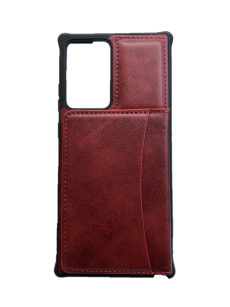 Кожаный чехол-накладка с карманом под карточки для Samsung N985 Galaxy Note 20 Ultra (красный)