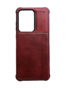 Кожаный чехол-накладка с карманом под карточки для Samsung G988 Galaxy S20 Ultra (красный)