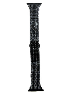 Ремешок Watch Series 42mm/44mm/45mm/49mm металлический женский "Стразы" №2 (черный)