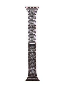 Ремешок Watch Series 42mm/44mm/45mm/49mm металлический женский "Стразы" №2 (серебряный)