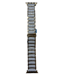 Ремешок метал gold Watch Series 38mm/40mm/41mm вставка керамика белый