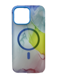 Чехол для iPhone 14 акварельные MagSafe Silicone Case радужный