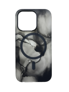 Чехол для iPhone 14 Pro акварельные MagSafe Silicone Case черный
