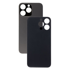 Задняя крышка для iPhone 14 Pro Max черный (c увеличенным вырезом под камеру) (с лого)