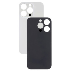Задняя крышка для iPhone 14 Pro белый (c увеличенным вырезом под камеру) (с лого)