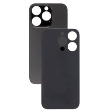 Задняя крышка для iPhone 14 Pro черный (c увеличенным вырезом под камеру) (с лого)