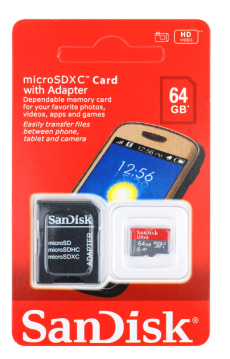 Карта памяти micro-SDHC 64Gb SanDisk class 10 UHS-I (с адаптером SD)