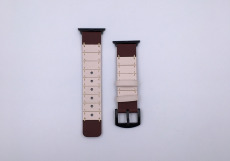 Ремешок для Apple Watch Series 42mm/44mm кожанный двухцветный бежевый