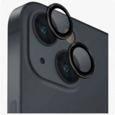 Защитное стекло камеры iPhone 14 и 14 Plus металлик черный