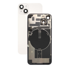 Задняя крышка в сборе со шлейфом вспышки, индукционной зарядкой и окошками камеры iPhone 14 белый