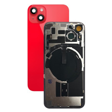 Задняя крышка в сборе со шлейфом вспышки, индукционной зарядкой и окошками камеры iPhone 14 красный