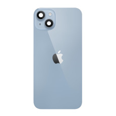 Задняя крышка в сборе со шлейфом вспышки, индукционной зарядкой и окошками камеры iPhone 14 Plus голубой