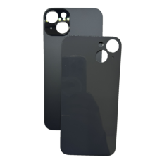 Задняя крышка для iPhone 15 Plus черный c увеличенным вырезом под камеру (с лого)