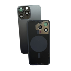 Задняя крышка для iPhone 15 Pro Max чёрная (Black Titanium) со стеклом камеры (с лого)