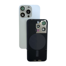 Задняя крышка для iPhone 15 Pro белая (White Titanium) со стеклом камеры (с лого)