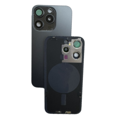 Задняя крышка для iPhone 15 Pro чёрнвя (Black Titanium) со стеклом камеры (с лого)