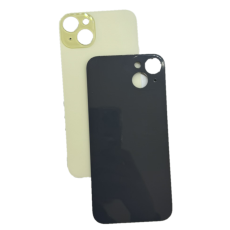 Задняя крышка для iPhone 15 Plus жёлтая c увеличенным вырезом под камеру (с лого)