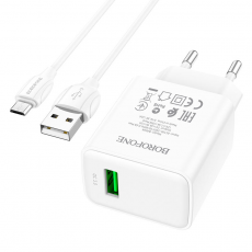 СЗУ BOROFONE BA66A 18W USB + кабель MICRO USB (белый)
