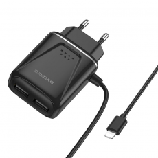 СЗУ BOROFONE BA50A USB + кабель Lighting USB 2.1A (черный)