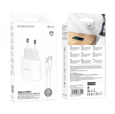 СЗУ Borofone A62A 12W USB-A, USB-C + кабель Type-C Lightning белое