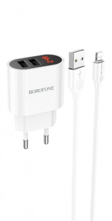 СЗУ BOROFONE BA63A 2USB + Lighting USB 2.4A 12W (белый)