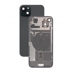 Задняя крышка для iPhone 15 Plus чёрная со стеклом камеры (с лого)