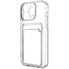 Чехол для iphone 14 Pro Max с карманом для карточки прозрачный