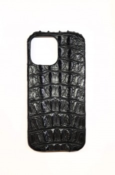 Чехол-накладка кожа крокодил (туловище) для Apple iPhone 13 Pro Max (черный)
