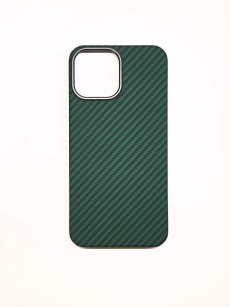 Чехол-накладка Карбон для Apple iPhone 13 Pro Max (зеленый) с металлическим ободком