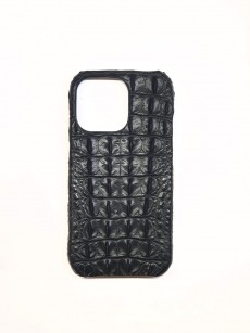 Чехол-накладка кожа крокодил (туловище) для Apple iPhone 13 Pro (черный)