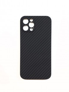 Чехол-накладка Карбон для Apple iPhone 12 Pro с защитой камеры (черный)