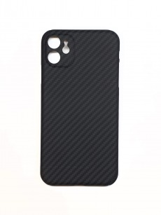 Чехол-накладка Карбон для Apple iPhone 11 с защитой камеры (черный)
