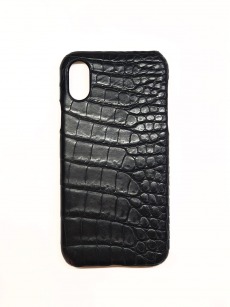 Чехол-накладка кожа крокодил для Apple iPhone X / XS (черный)
