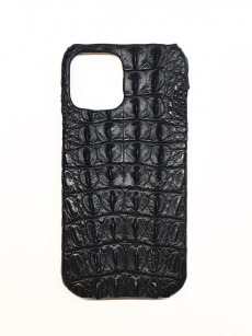 Чехол-накладка кожа крокодил (туловище) для Apple iPhone 12 Pro Max (черный)