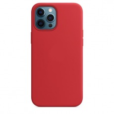 Чехол для iPhone 12 Pro Max MagSafe Silicone Case (закрытый низ) красный