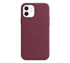Чехол для iPhone 12 mini MagSafe Silicone Case (закрытый низ) темно бордовый