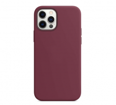 Чехол Apple iPhone 12 / 12 Pro MagSafe Silicone Case (закрытый низ) (темно бордовый)