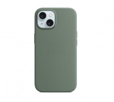 Чехол Apple iPhone 15 MagSafe Silicone Case (закрытый низ) (зеленый)