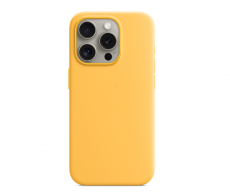 Чехол Apple iPhone 15 Pro Max MagSafe Silicone Case (закрытый низ) (желтый)
