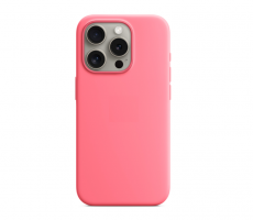 Чехол Apple iPhone 15 Pro Max MagSafe Silicone Case (закрытый низ) (розовый)