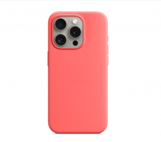 Чехол для iPhone 15 Pro Max MagSafe Silicone Case (закрытый низ) розовый апельсин