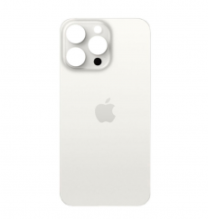 Задняя крышка для iPhone 15 Pro Max Белый \ White Titanium (c увеличенным вырезом под камеру) (с лого)