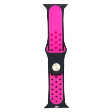 Ремешок силиконовый спорт для Apple Watch Series 38mm/40mm/41mm черно-розовый N7