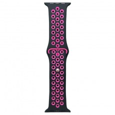 Ремешок силиконовый спорт для Apple Watch Series 42mm/44mm черно-розовый N7
